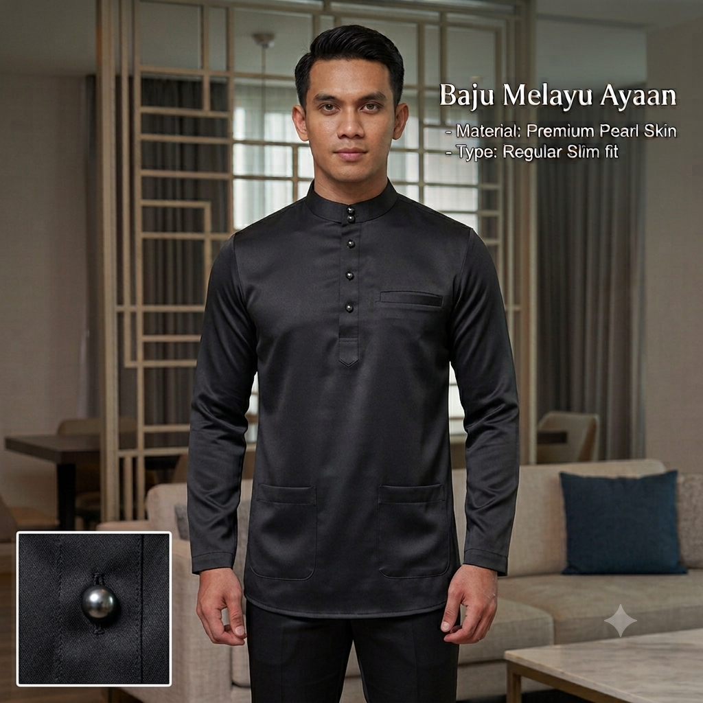 [Free Butang] Baju Melayu Ayaan Slim fit Lelaki Dewasa Muslim Men's Baju