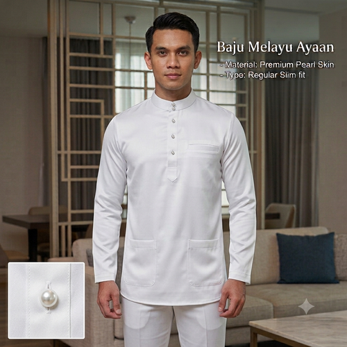 [Free Butang] Baju Melayu Ayaan Slim fit Lelaki Dewasa Muslim Men's Baju